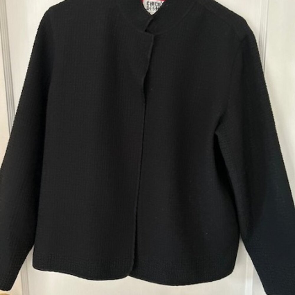 Chico's Design Black Linen Look Long Sleeve Jacket